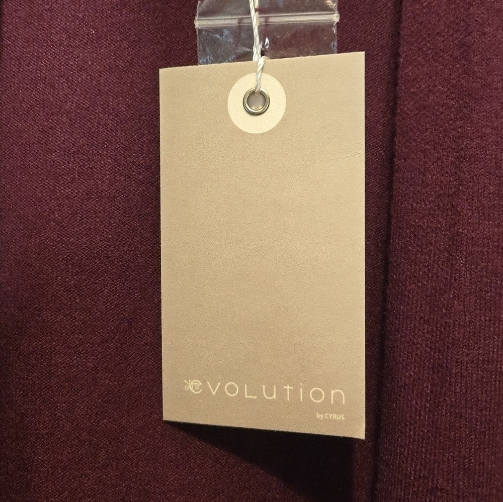 Evolution by Cyrus Open Front Ribbed Knit Detail Cardigan Size Small Ancho Chili - Picture 5 of 11